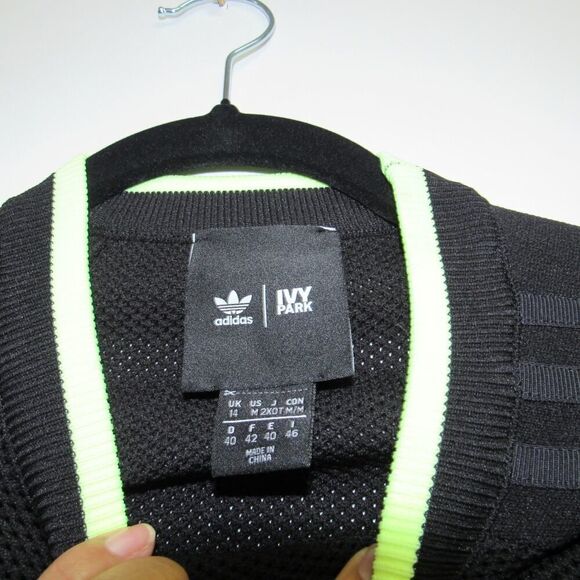 Adidas Women's Ivy Park Black Mesa Knit Crop Top Size M - Picture 2 of 3